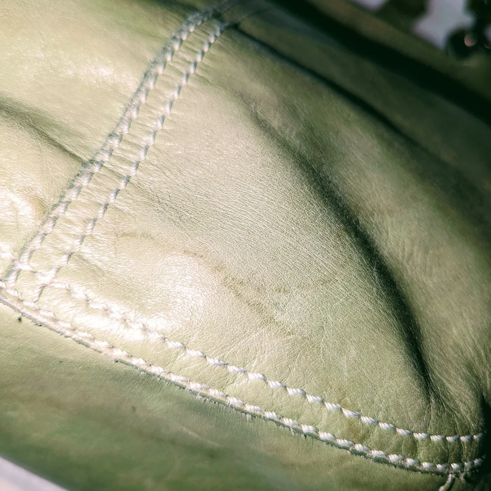 Francesco Biasia green leather hobo bag.
